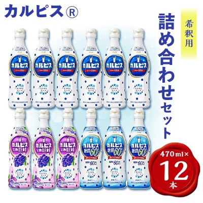 カルピス470ml×カルピス完熟巨峰470ml×カルピス糖質60%オフ470ml　12本セット