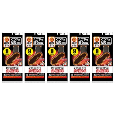 【桐灰小林製薬】桐灰カイロ　くつ下用貼る ロング 黒 3足分×5個