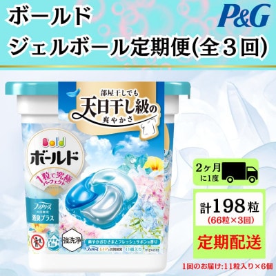 【2ヵ月毎定期便】ボールド洗濯洗剤ジェルボール爽やかフレッシュフラワーサボン11粒×6個全3回