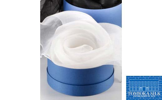  シルクオーガンジーストール 「モノトーン」＜白＞ プレミアム ストール 白 ホワイト 富岡シルク 絹 春繭 シルク 国産 F21E-382