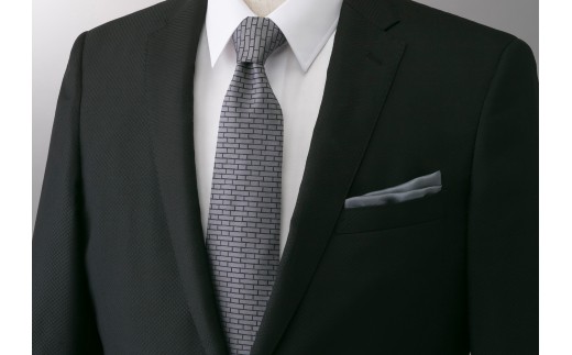 【高級国産シルク100%】　ポケットチーフ プレーン：グレー F21E-332