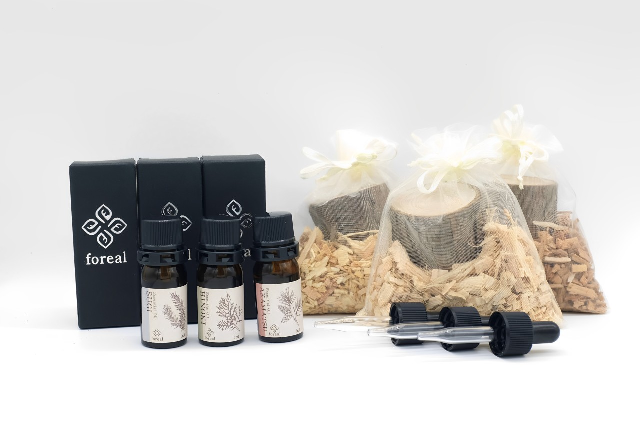 【250】森の香。３種類セット（各5ml）（WOODディフューザー付き）