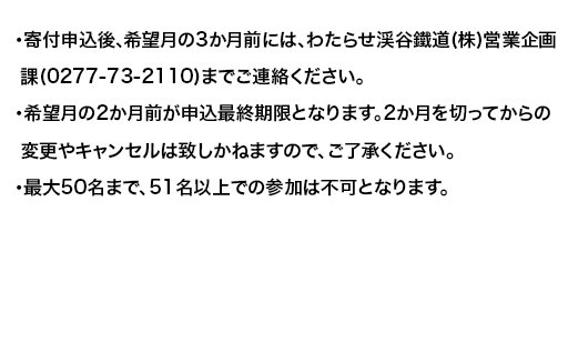 【a223】わたらせ渓谷鐵道　トロッコわっしー号　特別貸切プラン