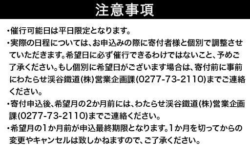【a224】わたらせ渓谷鐵道プレゼンツ！「わ鐵のわっしー」と楽しむ特別グリーティングプラン
