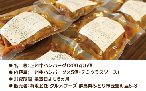 【172】 上州牛ハンバーグ1kg（200g×5個）