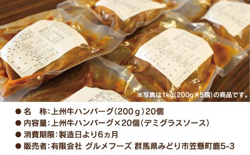 【174】 上州牛ハンバーグ 4kg（200g×20個）