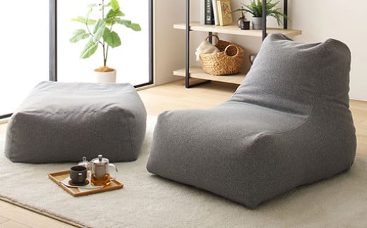 【a045】ビーズソファセット　モック（グレー・モック生地）【配送不可地域：沖縄県、離島】