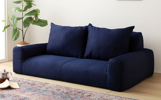 【a049】低反発フロアソファ(インディゴ・デニム生地)【配送不可地域：沖縄県、離島】