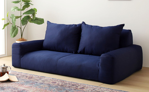 【a050】低反発フロアソファ(ネイビー・デニム生地)【配送不可地域：沖縄県、離島】