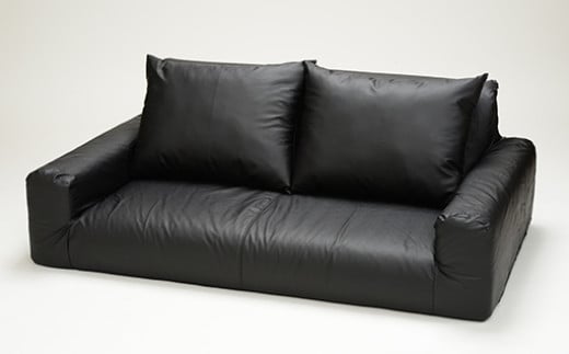 【a056】低反発フロアソファ(ブラック・レザー生地)【配送不可地域：沖縄県、離島】