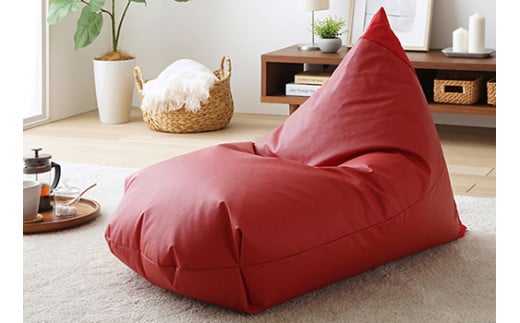 【a067】ビーズクッション　レゴリスレザー（レッド）【配送不可地域：沖縄県、離島】