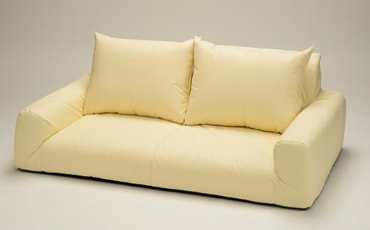 【a077】低反発フロアソファ(アイボリー・レザー生地)【配送不可地域：沖縄県、離島】