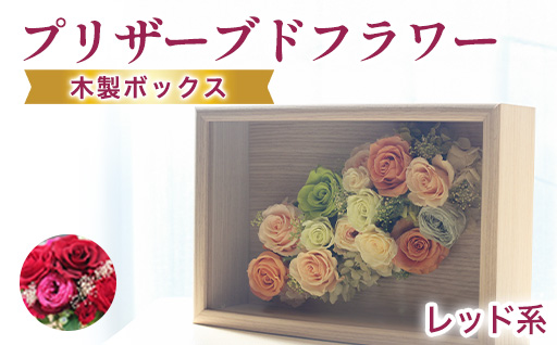 【a104】プリザーブドフラワーアレンジ(額装）中　(赤系)