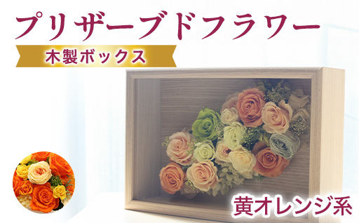 【a106】プリザーブドフラワーアレンジ(額装）中　(黄色・オレンジ系)