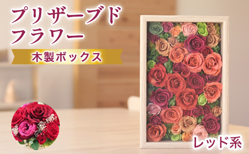 【a108】プリザーブドフラワーアレンジ(額装）大　(赤系)