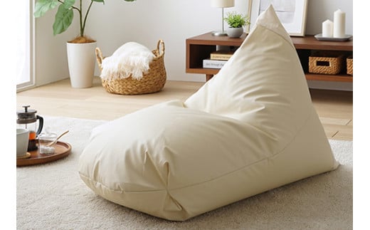 【a065】ビーズクッション　レゴリスレザー（アイボリー）【配送不可地域：沖縄県、離島】