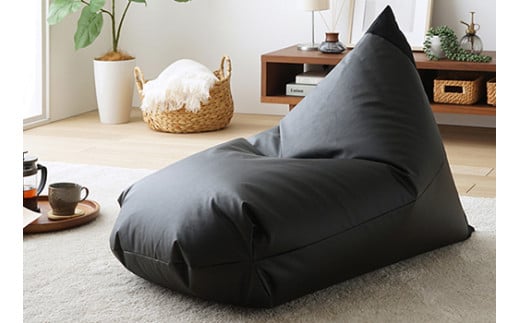 【a080】ビーズクッション　レゴリスレザー（ブラック）【配送不可地域：沖縄県、離島】