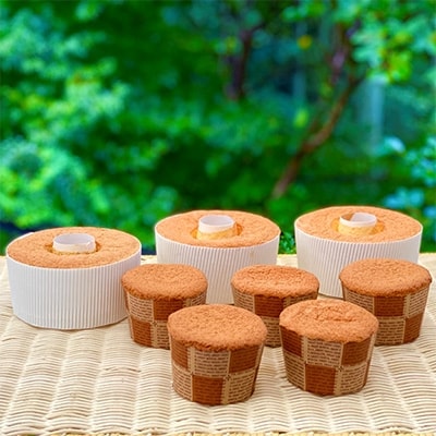 地球屋パン工房　グルテンフリー　米粉のシフォン8個(中型3個、小型5個)セット【配送不可地域：離島】