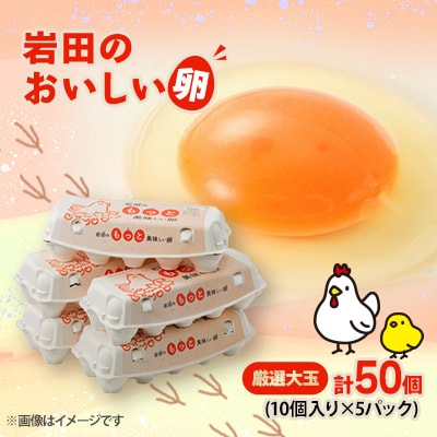 岩田のおいしい卵厳選大玉45個+破卵保障5個 (10個入り×5パック)【配送不可地域：離島】
