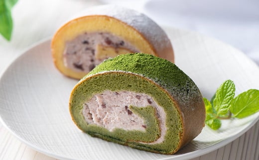 和菓子屋さんのお米の純生ロールケーキ(抹茶＆あずき) F21K-666