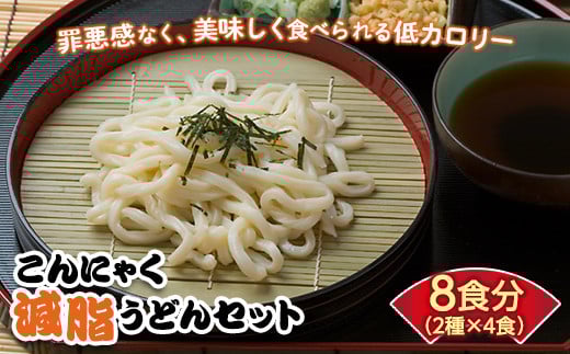 こんにゃく配合で食物繊維たっぷり＆低カロリー！ストレスなく食事制限！ こんにゃく減脂(ヘルシー)うどんセット 8食分 ダイエット こんにゃく 蒟蒻 美肌 糖質制限 ローカロリー 置き換えダイエット 等質カット F21K-163