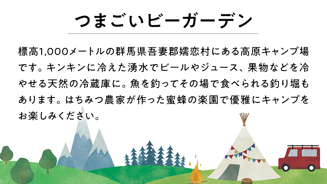 オートキャンプ 利用券 宿泊プラン ( 1名 ※ 小学生以下 無料 ) つまごいビーガーデン フリーサイト 宿泊 チケット キャンプ 旅行 [AC006tu]