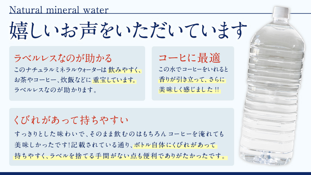 嬬恋 の 天然水 ラベルレス ボトル 2L × 10本 入 × 2箱 水 ミネラルウォーター 2000ml 20本 飲料水 通販 定期 備蓄 ローリングストック 備蓄用 ペットボトル 防災 工場直送 箱買い まとめ買い 国産 防災 嬬恋銘水 日用品 [BA013tu]