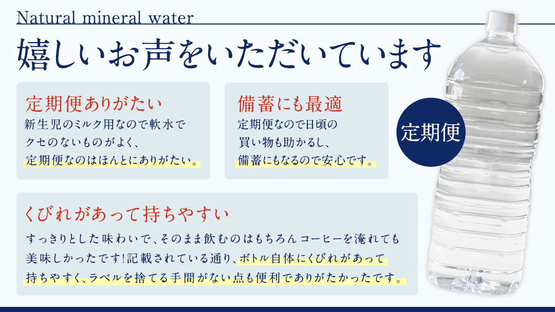 【 9か月 定期便 】 嬬恋 の 天然水 ラベルレス ボトル 2L × 10本 入 × 3箱 × 9回 水 ミネラルウォーター 2000ml 270本 9回定期便 180本 飲料水 通販 定期 備蓄 ローリングストック 備蓄用 ペットボトル 防災 工場直送 箱買い まとめ買い 国産 防災 嬬恋銘水 日用品 [BA021tu]