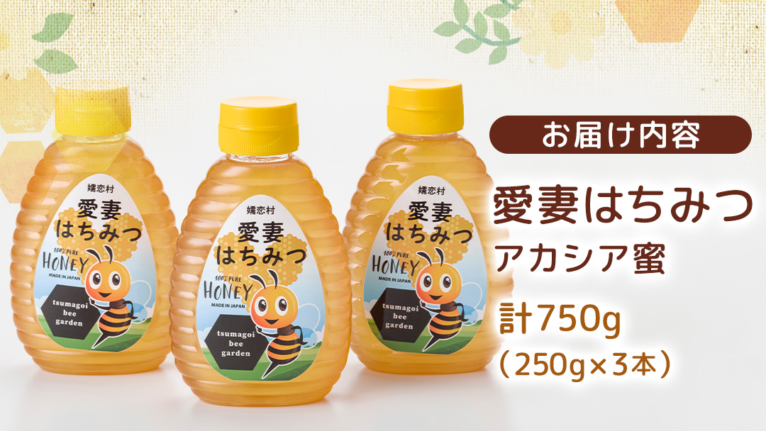 嬬恋村 愛妻はちみつ ( アカシア ) 250g × 3個セット はちみつ 国産 ハチミツ 蜂蜜 群馬 アカシア [AC010tu]