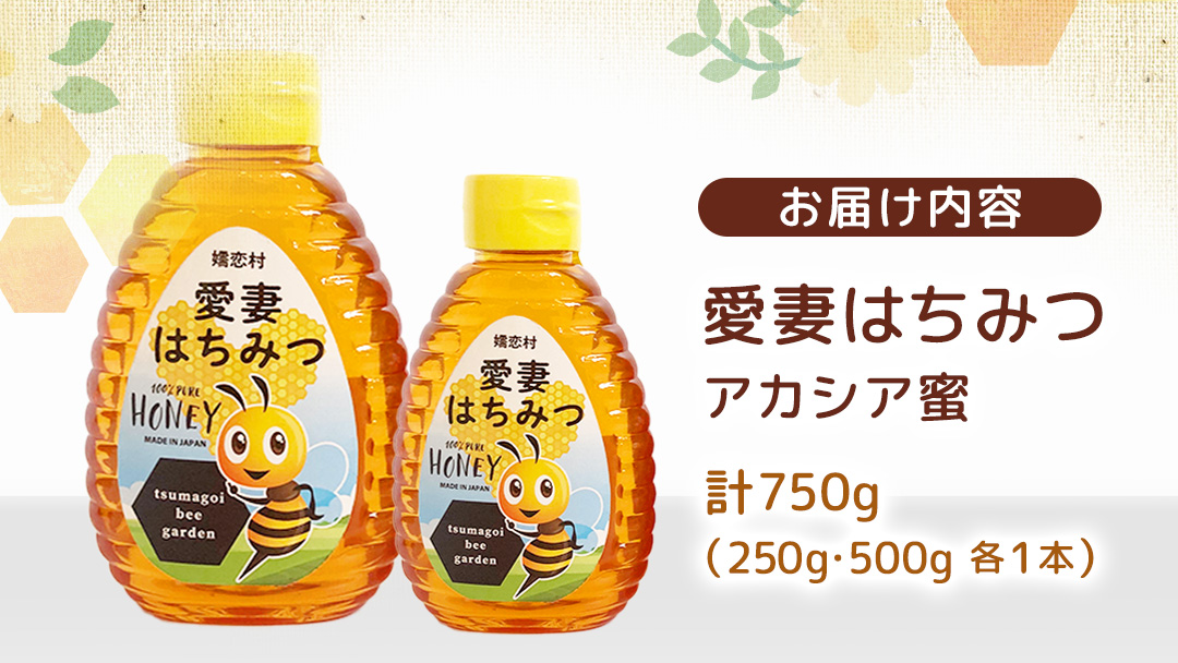 嬬恋村 愛妻はちみつ ( アカシア ) 500g と 250g の 2個 セット はちみつ 国産 ハチミツ 蜂蜜 群馬 アカシア [AC013tu]