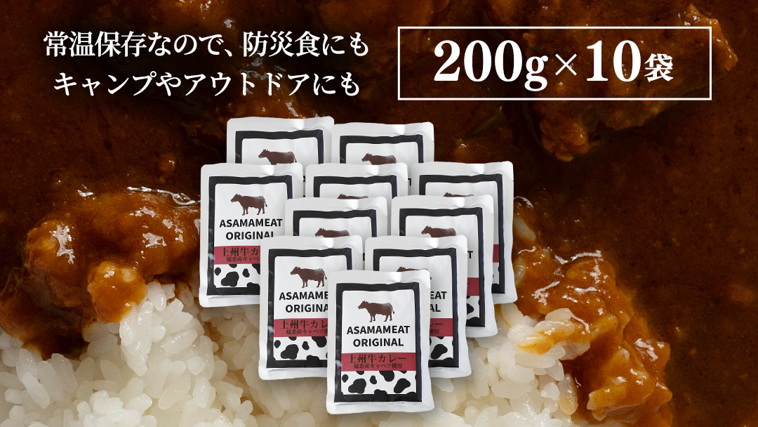 上州牛カレー レトルト 200g × 10パック 嬬恋キャベツ使用 レトルトカレー 食べ比べ レンチン レンジ おかず 温めるだけ 長期保存可 災害対策 ローリングストック 非常食 防災 キャンプ 詰め合わせ 牛肉 洋食 クリスマス お正月 [AH065tu]