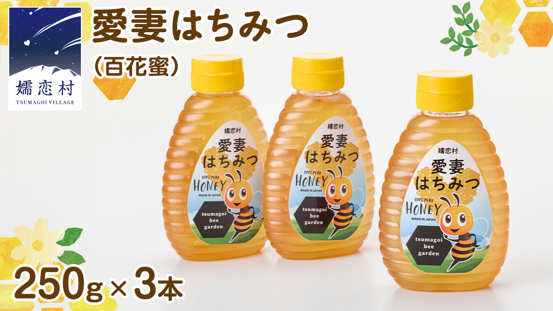 嬬恋村 愛妻はちみつ ( 百花 ) 250g 3個セット はちみつ ハチミツ 国産 蜂蜜 群馬 [AC002tu]