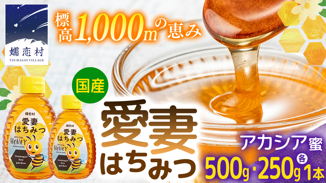 嬬恋村 愛妻はちみつ ( アカシア ) 500g と 250g の 2個 セット はちみつ 国産 ハチミツ 蜂蜜 群馬 アカシア [AC013tu]