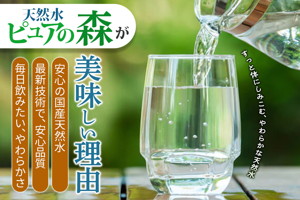 水 《定期便2ヶ月》国産 ミネラルウォーター ピュアの森 500ml 24本×1箱 天然水 軟水 ペットボトル ラベルあり
