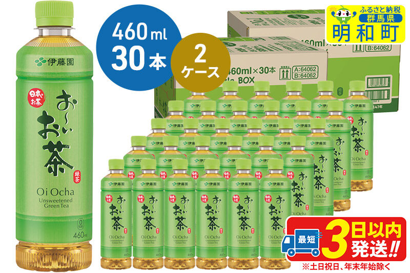 お～いお茶 緑茶 お～いお茶 緑茶 460ml×30本【2ケース】 [伊藤園 お茶 緑茶 お～いお茶 ペットボトル 国産 まとめ買い]