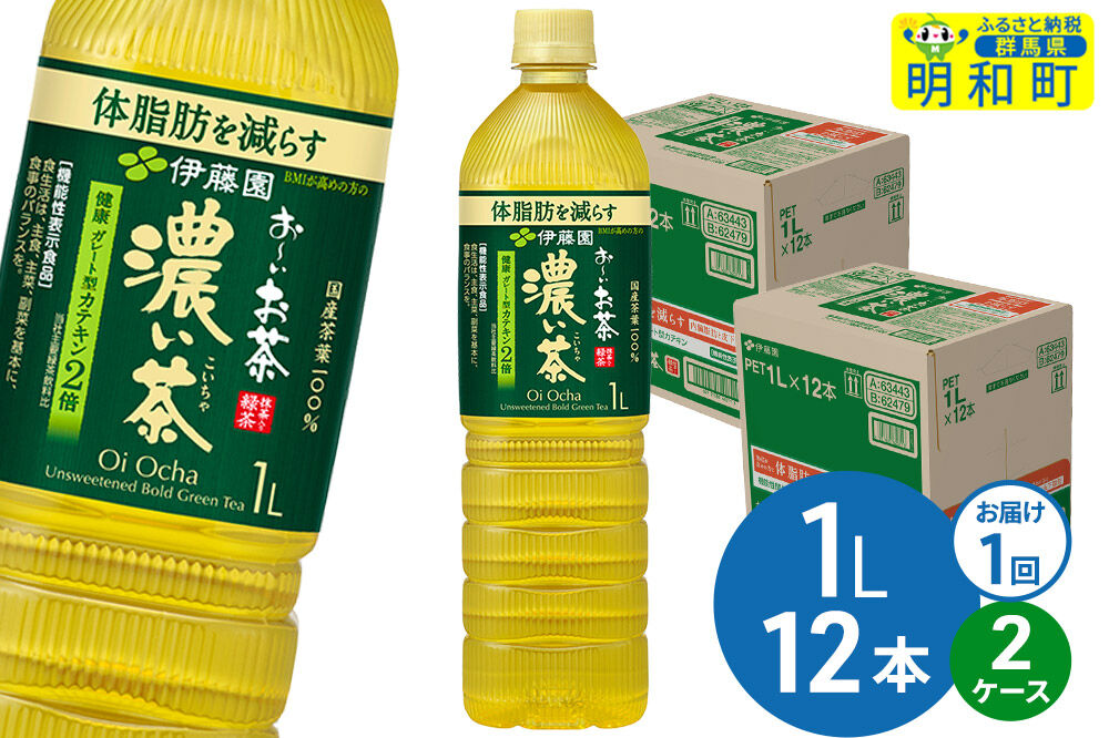 お～いお茶 濃い茶 伊藤園 ＜1L×12本＞【2ケース】1回のみ [ふるさと納税 お茶 緑茶 ペットボトル 国産 伊藤園]
