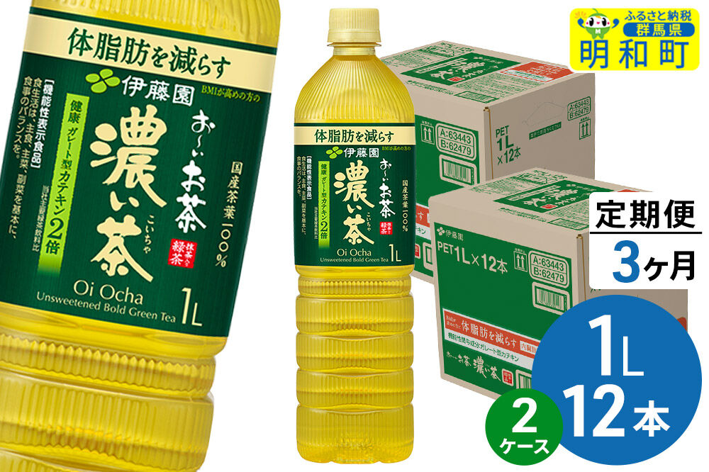 《定期便3ヶ月》お～いお茶 濃い茶 伊藤園 ＜1L×12本＞【2ケース】 [ふるさと納税 お茶 緑茶 ペットボトル 国産 伊藤園]