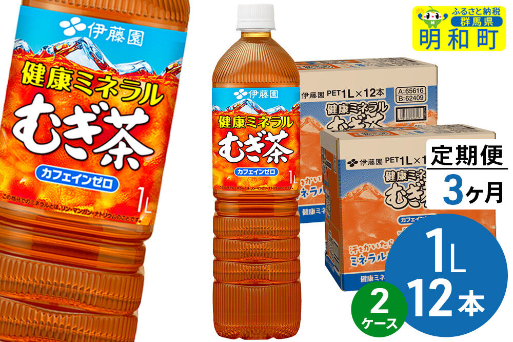 《定期便3ヶ月》健康ミネラルむぎ茶 伊藤園 ＜1L×12本＞【2ケース】 [ふるさと納税 お茶 麦茶 ペットボトル 国産 伊藤園]