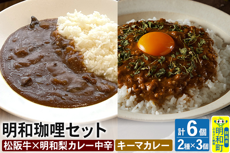 明和珈哩 天国のキーマカレー 3個＜180g×3個＞＆明和珈哩 中辛 3個＜200g×3個＞ 計6個 高級豚肉 レトルト スパイシー ポーク ビーフ