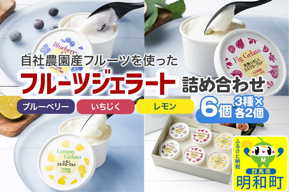 自社農園産フルーツジェラート詰め合わせ　6個