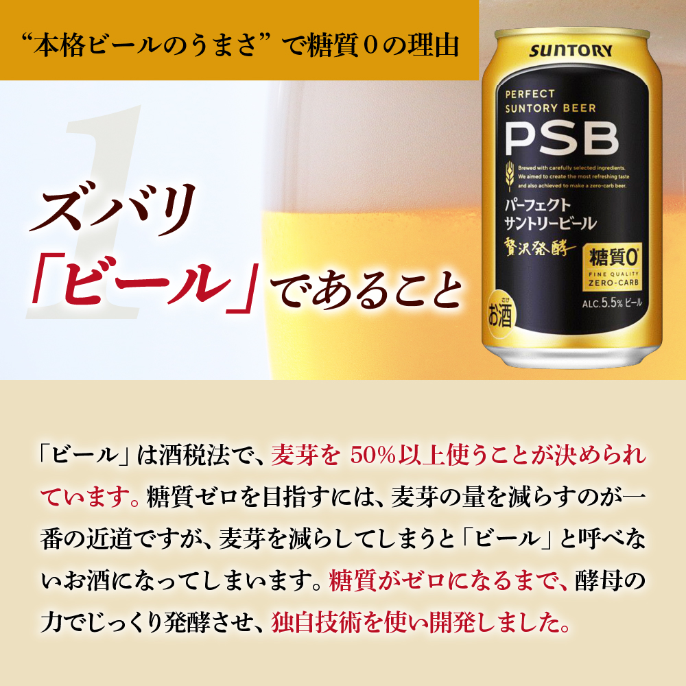 【期間限定】【2箱セット】パーフェクトサントリー ビール PSB  350ml×24本(2箱) 糖質ゼロ PSB