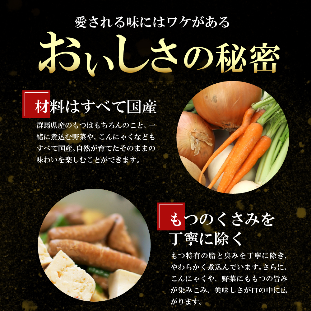 【6ヶ月ごと定期便】国産もつ煮 ４食セット (全2回) 定期便 煮物 群馬県 千代田町 ＜ヌーベルオリジン＞