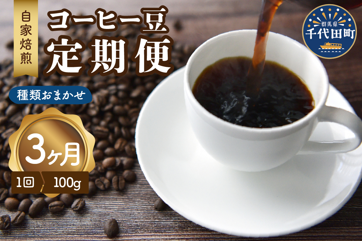 【3ヵ月定期便】自家焙煎コーヒー豆 100g×3ヵ月 種類おまかせ