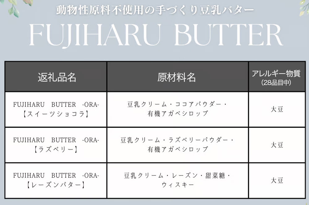 【ギフトBOX 18個入り】3種の豆乳バター “Dessert（デザート）”