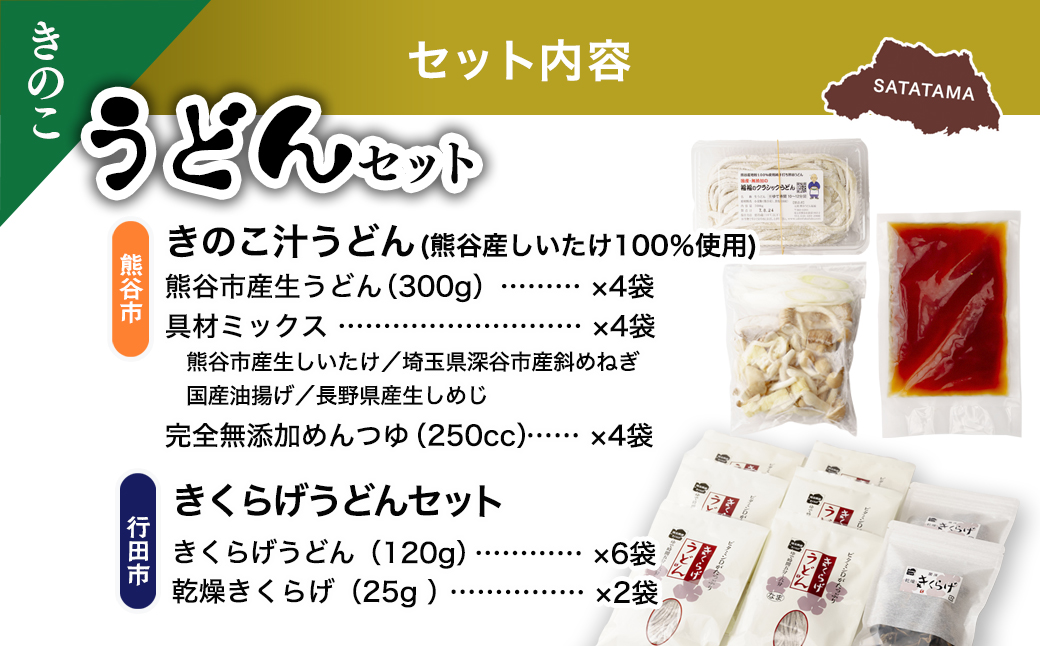 うどんセット（きのこ） | うどん 乾麺 きくらげ 乾燥きくらげ きのこ きのこうどん 麺 麺類 小麦 埼玉県 埼玉県庁