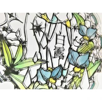 KOEDO川越硝子「切り絵ガラスアート」M(白露)