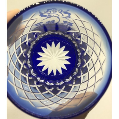 KOEDO川越硝子『 川越切子「薔薇斜矢来(瑠璃)」』