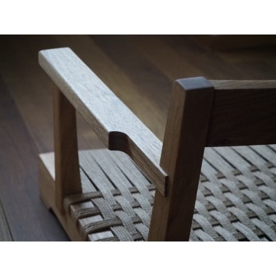 【UMEBACHI FURNITURE】 ペーパーコードの座椅子(片肘付)　国産クルミ材　申込後生産