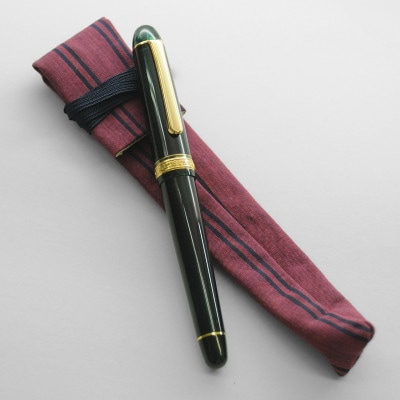 プラチナ万年筆　#3776　センチュリー　PNB-15000【ブラック】川越唐桟ペンケース付き