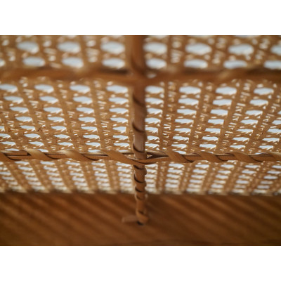 【UMEBACHI FURNITURE】 ラタンのスツール　国産クルミ材　籐張　【申込後生産】